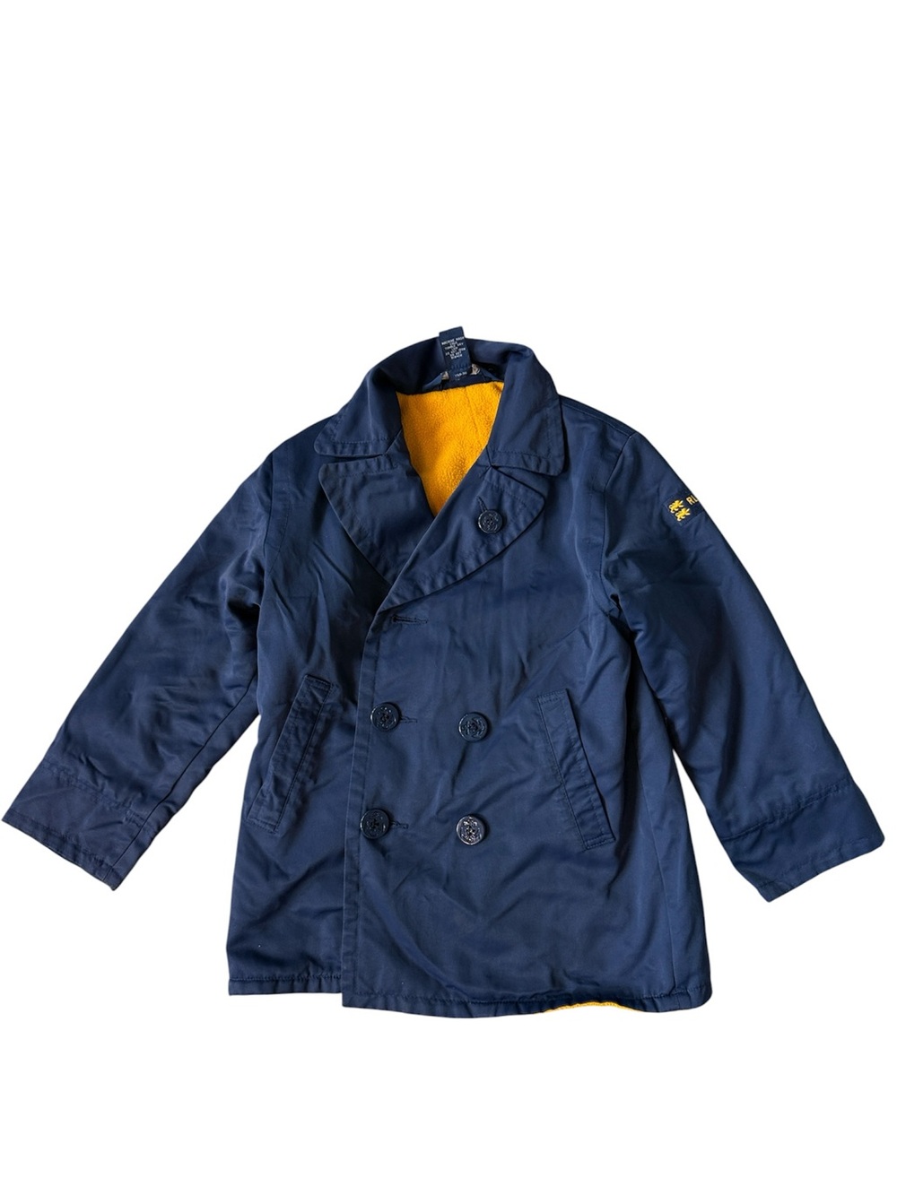 Vintage Polo Ralph Lauren Boys Size 5 Navy Nylon Double Breasted Coat Orange